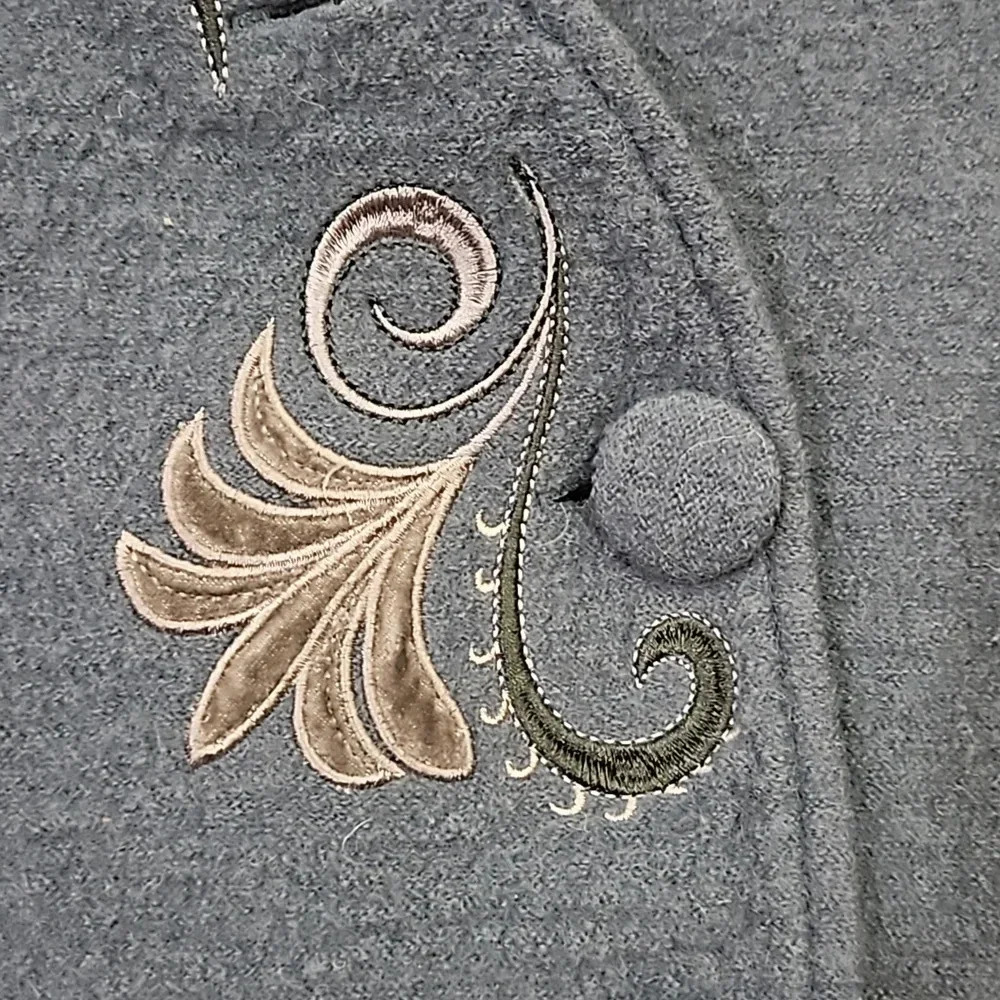 Carson Wool Quiet Luxury Bohemian Whimsical Embroidered Jacket Size SP - Picture 3 of 9